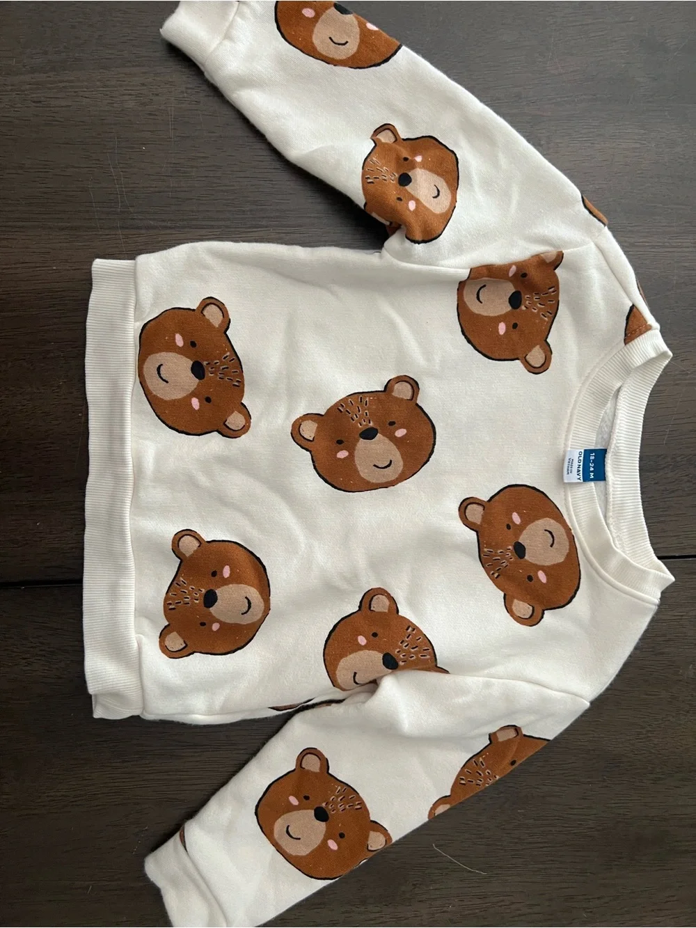 18-24 month Bear Print Cream Sweatshirt/pants set